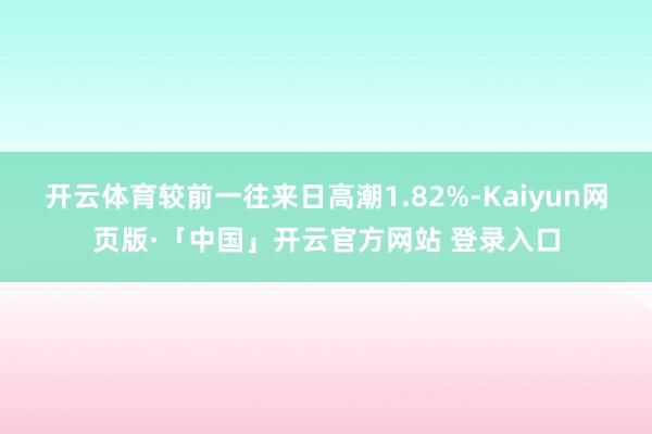 开云体育较前一往来日高潮1.82%-Kaiyun网页版·「中国」开云官方网站 登录入口