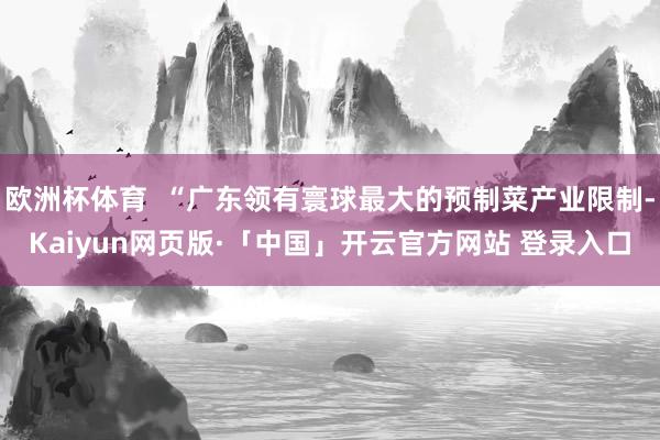欧洲杯体育  “广东领有寰球最大的预制菜产业限制-Kaiyun网页版·「中国」开云官方网站 登录入口