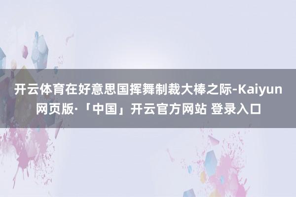 开云体育在好意思国挥舞制裁大棒之际-Kaiyun网页版·「中国」开云官方网站 登录入口