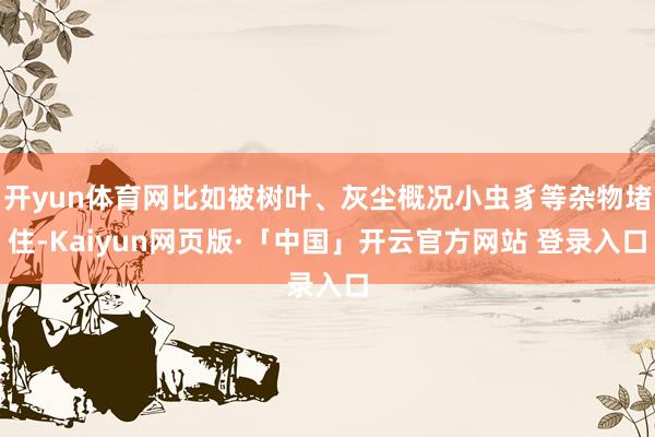 开yun体育网比如被树叶、灰尘概况小虫豸等杂物堵住-Kaiyun网页版·「中国」开云官方网站 登录入口