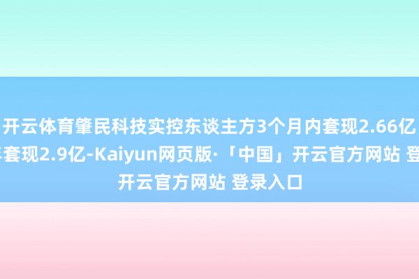 开云体育肇民科技实控东谈主方3个月内套现2.66亿 上半年套现2.9亿-Kaiyun网页版·「中国」开云官方网站 登录入口