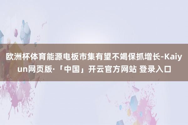 欧洲杯体育能源电板市集有望不竭保抓增长-Kaiyun网页版·「中国」开云官方网站 登录入口