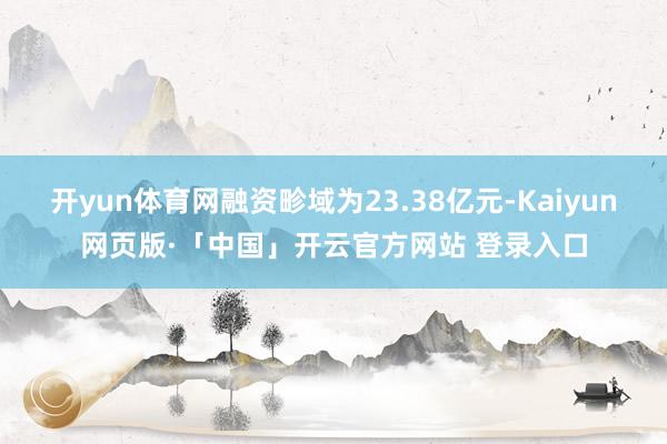 开yun体育网融资畛域为23.38亿元-Kaiyun网页版·「中国」开云官方网站 登录入口