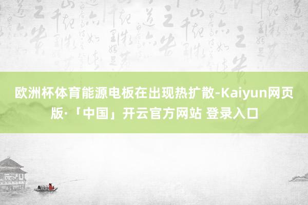 欧洲杯体育能源电板在出现热扩散-Kaiyun网页版·「中国」开云官方网站 登录入口